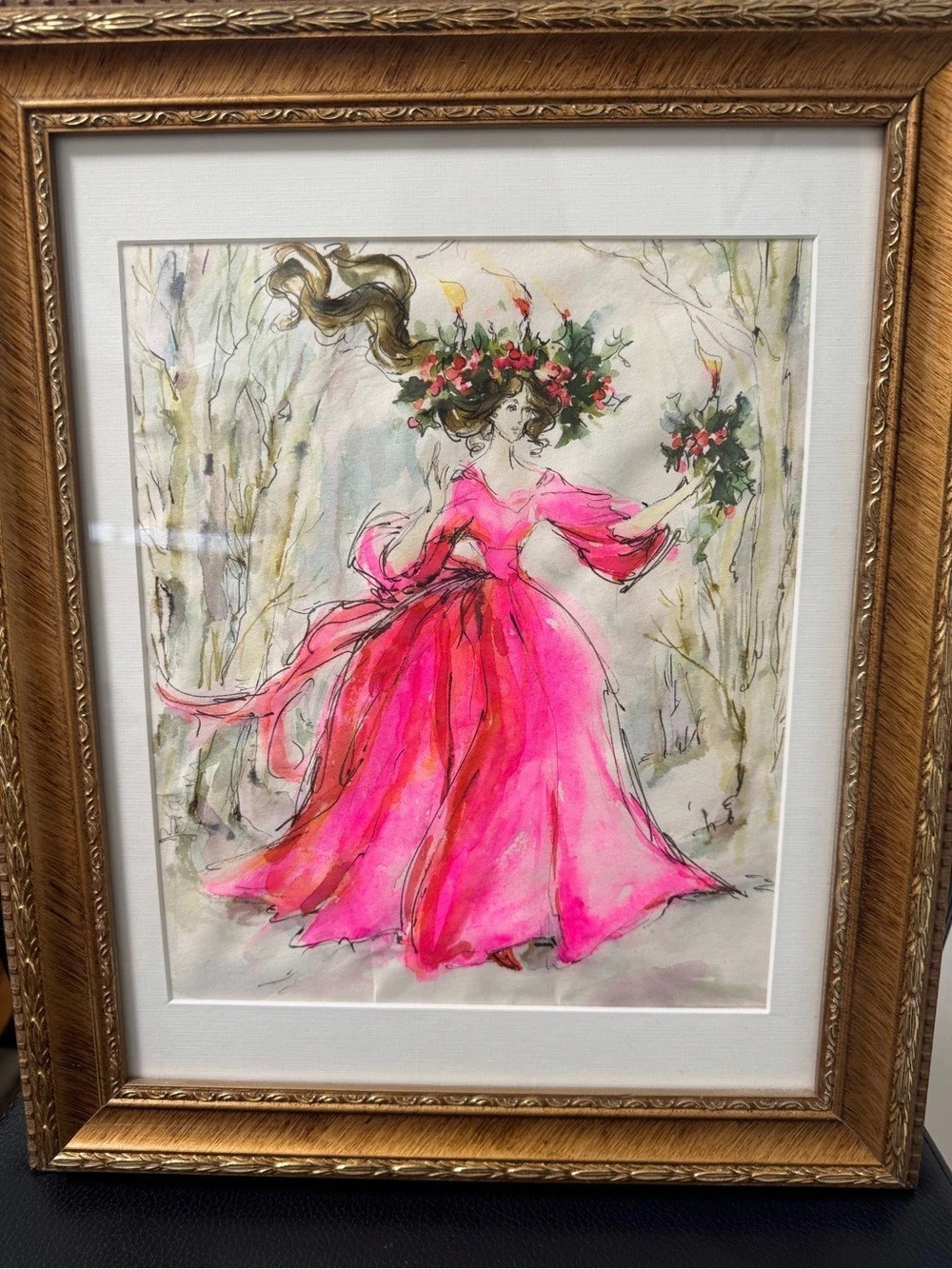 2 Audrey Swanson Marlow floral woman artwork Pink Framed Art Print